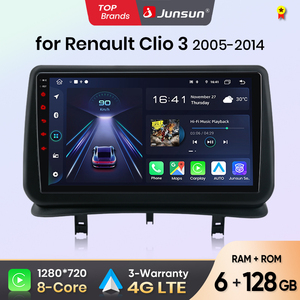 Junsun V1 <span class=keywords><strong>Autoradio</strong></span> Voiture Android Auto <span class=keywords><strong>2</strong></span> Din à Commande Vocale IA pour Renault <span class=keywords><strong>Clio</strong></span> 3 2005-2014, Multimédia Voiture Carplay GPS Unité Principale - Product Image 1
