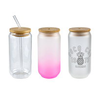 Mug à lait en verre 16 oz avec logo personnalisé, couvercle en bambou, paille, compatible lave-vaisselle, design minimaliste, pour fêtes, emballage cadeau personnalisé, esthétique