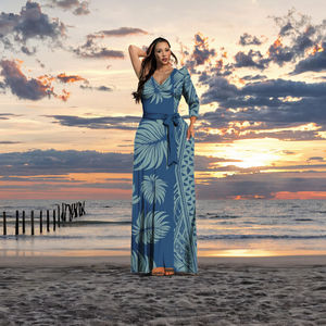 Vestido Maxi Feminino com Estampa Tribal Polinésia Personalizada, Estampa Havaiana Elegante, Respirável, com Faixas, para Festas, Estilo Asiático, Outono e Verão - Product Image 2