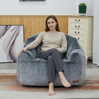 Fauteuil poire moderne en tissu fausse fourrure imprimé, garni de mousse à mémoire de forme déchiquetée, avec housse amovible et soutien orthopédique, vente en gros