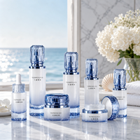 Bouteilles et pots en verre cylindriques transparents à bords côtelés, personnalisables, multicolores, pour emballages de soins de la peau, 30g, 50g, 30ml, 50ml, 100ml, 120ml