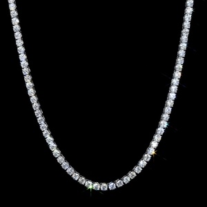 Women's Adjustable Rhodium Plated Fine Jewelry S925 Sterling <strong>Silver</strong> GRA 3mm D VVS1 Moissanite Tennis Necklace <strong>Choker</strong> - Product Image 1