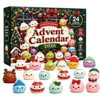 Calendrier de l'Avent 2026 : Jouets Squishy en Forme de Boulettes de Noël – Boîte Mystère Compte à Rebours 24 Jours – Ensemble de Squishies Mochi pour Enfants – Cadeau de Noël