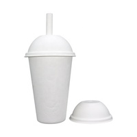 Vente en gros de tasses à café jetables compostables biodégradables avec couvercle en dôme de 80mm-contact alimentaire écologique sans fuite
