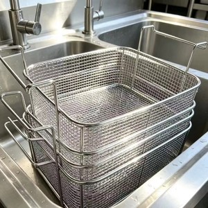 304 Stainless Steel <b>Mesh</b> <b>Basket</b>, Metal <b>Storage</b> <b>Mesh</b> <b>Basket</b>, Hole-free <b>Storage</b> <b>Basket</b>, Draining <b>Basket</b> - Product Image 2