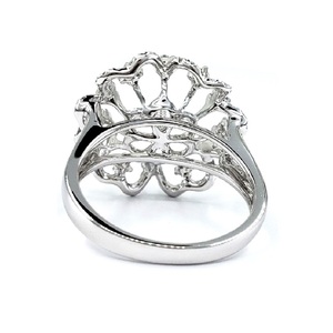 Design élégant, haute qualité, or semi-blanc 18 carats, diamant véritable, monture en perle, fabrication artisanale, classique, fiançailles, anniversaire, mariage, fête - Product Image 2