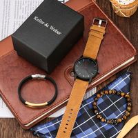 Cadeau de montre Hip Hop, ensemble pour hommes mode montre à Quartz perles Bracelet mode décontracté montre-bracelet Bracelet pour homme doux mari papa/