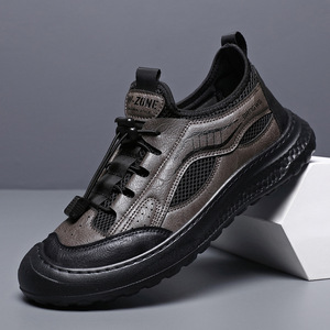 รองเท้าลำลองตาข่ายระบายอากาศสีดำสำหรับผู้ชายรองเท้าผ้าใบแบบสวมน้ำหนักเบาสบายรองเท้ากีฬากลางแจ้งสำหรับผู้ชาย - Product Image 1