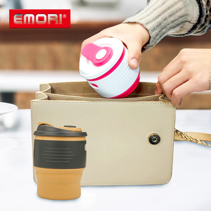 Gobelets de voyage pliables en silicone de qualité alimentaire écologiques personnalisés de 350 ml, imperméables et résistants à la chaleur - Product Image 5