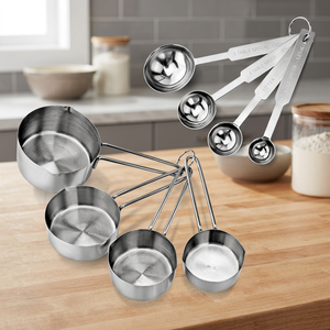 MIINOX Eco-Friendly Stainless Steel 4-Piece <b>Measuring</b> <b>Cups</b> and Spoons Set with Silver Plating and Mirror Polish - Product Image 4