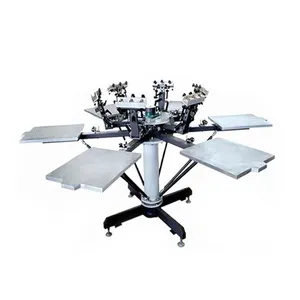 Multi color rotary octopus manual screen printing machine 6 stations silk screen printer for t shirt