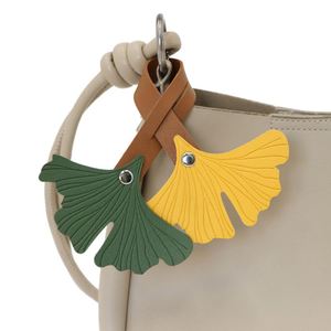 Handcrafted Ginkgo&Green Leaf Pu Bag Handbag Purse <b>Charm</b> Unique Leather Accessory Gift Ginkgo Keychain - Product Image 1