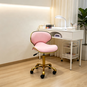 Salon Gold Base Styling Metal <b>Stools</b> Beauty Chairs Adjustable Pedicure Manicure <b>Stools</b> Swivel Barber Chairs <b>with</b> <b>Wheel</b> - Product Image 1