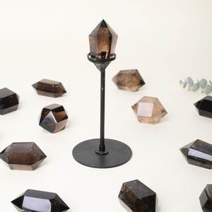 Points de cristal de qualité supérieure en gros, points doubles en quartz fumé naturel poli pour la décoration - Product Image 4