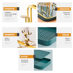 ที่วางแก้วน้ำแบบหรูหราพร้อมถาดรองรูปทรงสี่เหลี่ยม แห้งเร็ว สำหรับใช้ในบ้าน - Product Image 5