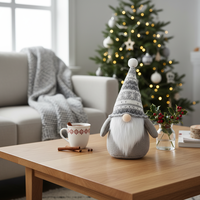 Vente en gros d'usine : Jouet en peluche Gnome Nordique Gris pour table, Décoration de Noël pour la maison