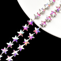 Chaîne de strass à coudre en cristal de verre scintillant de 1 yard, garniture en diamant étoile de 10 mm pour robe, bijoux, chapeau, accessoires et artisanat