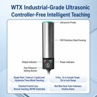 WTX-CSB2000-CM30-A Sensor Jarak Ultrasonik Selongsong Berulir M12 IP67 4-20mA Modbus RTU Jangkauan 120-2000mm 12-24V DC Penerbangan
