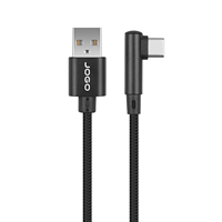 Câble USB 2.0 à 90 degrés USB-A vers Type-C, 480 Mbps, coque en aluminium, tressé en coton, court (0,2 m, 0,3 m, 0,5 m) – Câble de données