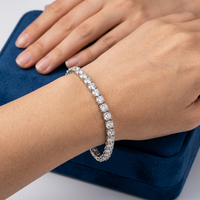 Bracelet tennis 7 carats en diamant CVD de laboratoire taille ronde à quatre griffes, en or blanc massif 18 carats, 6,5 pouces, bijoux fins en gros pour femmes
