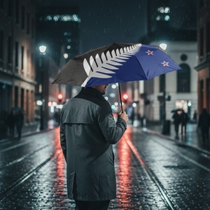 Paraguas Plegable Manual de 21/42 Pulgadas con Diseño de Paneles Cruzados, Marco de Metal Negro Compacto, Color Personalizado, Diseño Moderno - Product Image 6