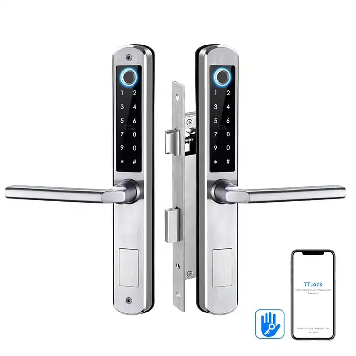 Sicurezza in acciaio inossidabile impermeabile scorrevole APP Wifi ttlock doppio lato impronta digitale intelligente serratura porta