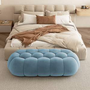 Otomana de Terciopelo para el Hogar, Puf Ovalado, Reposapiés, <span class=keywords><strong>Banco</strong></span> Nórdico para Sala de Estar, Asiento, Reposapiés para Sofá, Otomanas - Product Image 5