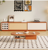 Meuble TV multifonctionnel en bois massif de style crème antique, combinaison table basse, mobilier de salon moderne pour petite maison