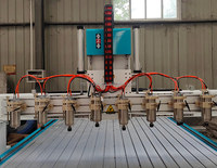 Routeur CNC multi-têtes avec axe rotatif pour la gravure de rampes d'escalier et de pieds de table