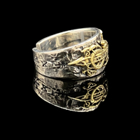 Bague ouverte Viking Dragon d'épée en argent sterling 925 plaqué rhodium Hip Hop bijoux de mode pour hommes Style Punk