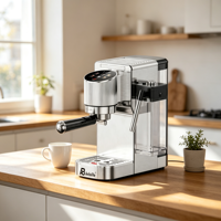 Cafetera Espresso Eléctrica Programable Anbolife, Acero Inoxidable, Espumador de Leche Automático, 3 Temperaturas, para el Hogar
