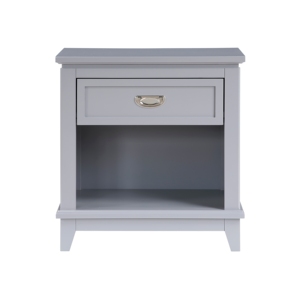 Gray Finish Nightstand With <b>Storage</b> <b>Drawer</b> Bottom Shelf Classic Style Bedroom Furniture - Product Image 2