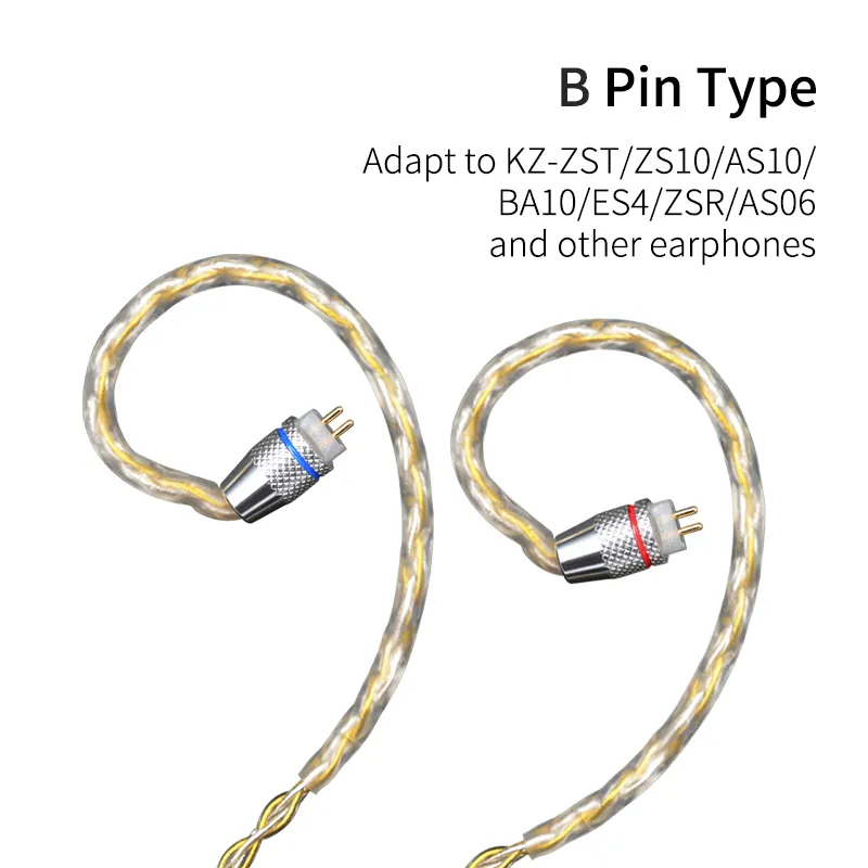 KZ-Cable de Audio chapado en oro y plata, Original, alta pureza, sin oxígeno, mejora el Cable de auriculares de repuesto, sonido HiFi con 2 pines