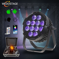 Luz LED Par de Aluminio IP65 Resistente al Agua, Alimentada por Batería, 12x18W RGBWAUV, Control DMX512, 16.7 Millones de Colores, Profesional para Escenarios y DJ