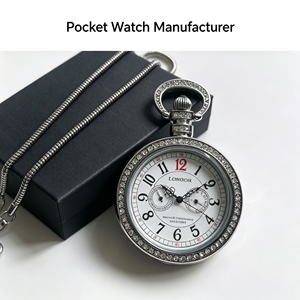 Montre de poche de luxe en or et diamants, vente en gros, chiffres romains vintage, mécanique, avec chaîne, logo personnalisé, fabricant de montres de poche - Product Image 5