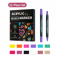 Marqueur acrylique double pointe à séchage rapide, 12 couleurs, pointe fine, non effaçable, permanent, pour étudiants en art scolaire – Approvisionnement direct usine
