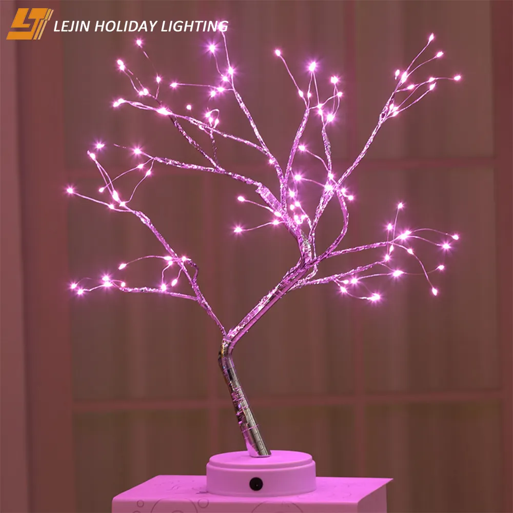 cherry blossoms flower desk metal table fairy light tree lamp