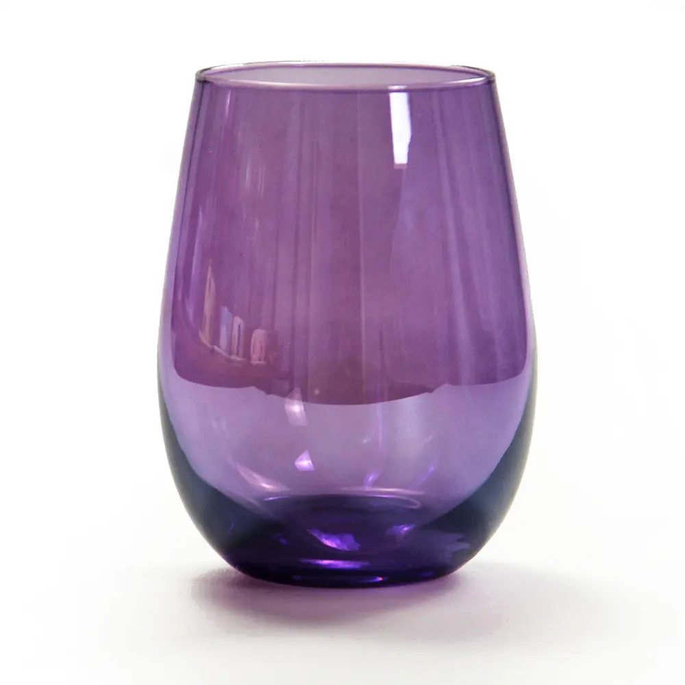 Barware Luxury Crystal Red Purple Color Wine Glass Restaurant Wedding Stemless Wine Glass Tumbler Wine Glasses