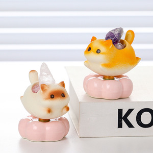 Figurines de chatons en cristal mignonnes, 4 pièces, décoration de bureau en résine, cadeau de bureau Feng Shui - Product Image 2