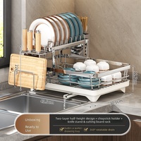 Égouttoir à vaisselle 2 niveaux en acier inoxydable 201/304, blanc et noir, pour étagère de cuisine, vente chaude