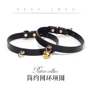 Simpiqu Genuine <b>Leather</b> Collar Black SM <b>Bondage</b> Prop Adult Accessory - Product Image 5