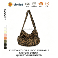 Sac à bandoulière en toile léopard grande capacité pour femme, avec sangle réglable, couleur personnalisable, sac hobo multi-poches