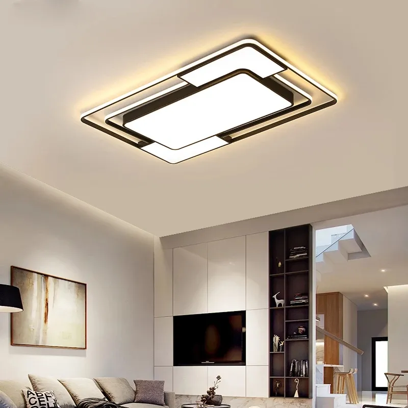 Lámpara de techo moderna para el hogar, luz circular de lujo simple, negra, para pasillo, sala de estar, decoración fina de acrílico para el hogar