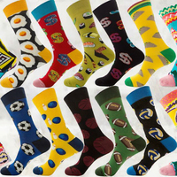 Vente de gros Chaussettes mi-mollet Funky en coton pour hommes, décontractées, antibactériennes Chaussettes drôles, banane, ananas, Jacquard à motifs pour l'automne