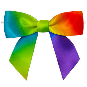 Lazo de Regalo de Satén Arcoíris con Cola Larga y Cierre de Alambre para Cumpleaños, Festivales, Empaque, Decoración de Bodas, Lazo Autoadhesivo - Product Image 1