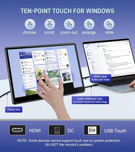 Monitor Portátil de 13.3 Pulgadas con Pantalla Táctil, Admite Táctil Capacitivo de <span class=keywords><strong>10</strong></span> Puntos. Admite Multitáctil, el Tacto es Sensible - Product Image 5