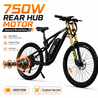 Bicicleta eléctrica con logotipo personalizado, 27.5 pulgadas, 750W, 48V, 20Ah, 80km de autonomía, bicicleta de montaña de aleación de aluminio, venta al por mayor