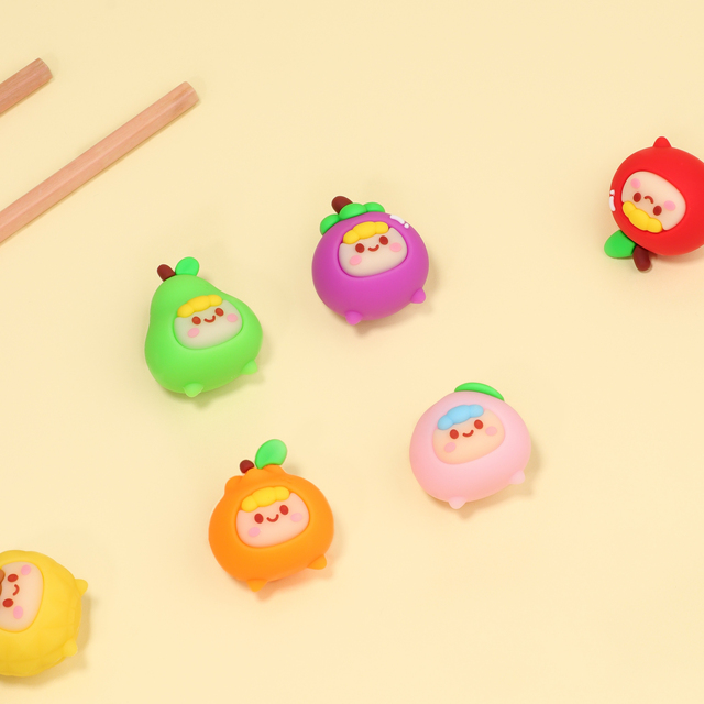 Custom Cute Soft PVC Cute Fruit Shape Eraser for Kids, Promotional Kawaii Erasers With Customized Design