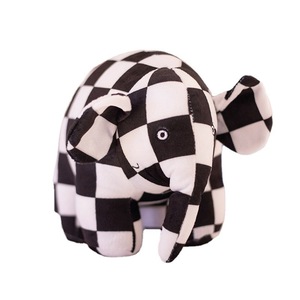 Figurine d'éléphant en peluche à carreaux noir et blanc, sept couleurs, poupée Emma en peluche, pose debout, décoration - Product Image 5