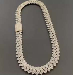 Dernière conception bijoux de mode hommes chaîne à maillons cubains en argent sterling 925 glacé plaqué or hiphop chaîne cubaine - Product Image 4